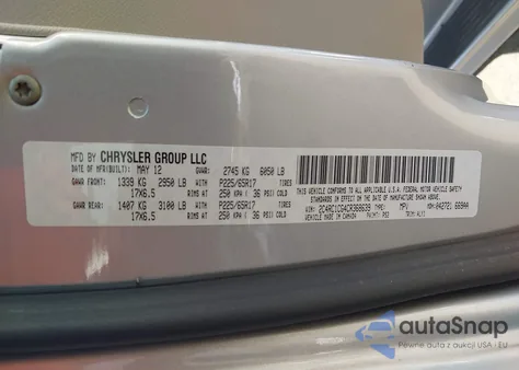 2012 Chrysler Town & Country Touring-L из США, поврежденный, VIN 2C4RC1CG4CR368639